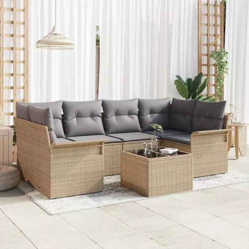 Kerti Kanapé Szett párnával tárolóval 7 pcs Barna és szürke