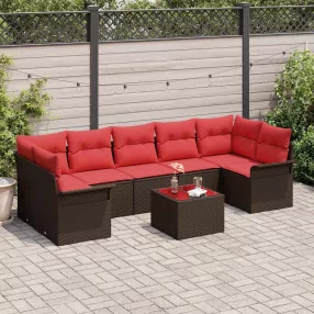 Kerti Kanapé Szett 8 db Beige és Piros polirattan