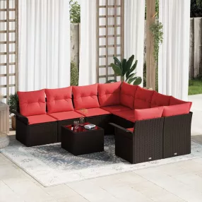 Kerti Kanapé Szett 9 db Beige és Piros polirattan
