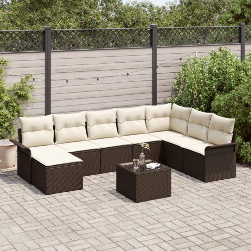 8 Darabos Kert Kanapé Szett Párnákkal Szürke Poly Rattan