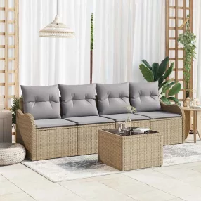   Kerti Kanapé Szett párnával tárolóval 5 pcs Barna és szürke