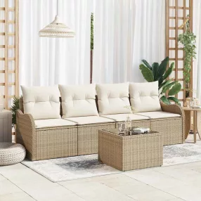   Kerti Kanapé Szett párnával tárolóval 5 pcs Beige és krém