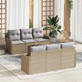   vidaXL Kerti Kanapé Szett párnával tárolóval 7 pcs Barna és szürke