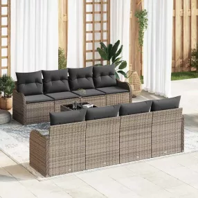   vidaXL Kerti Kanapé Szett 9 pcs Szürke Poli Rattan és Acél és Üveg