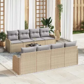   vidaXL Kerti Kanapé Szett párnával tárolóval 9 pcs Barna és szürke