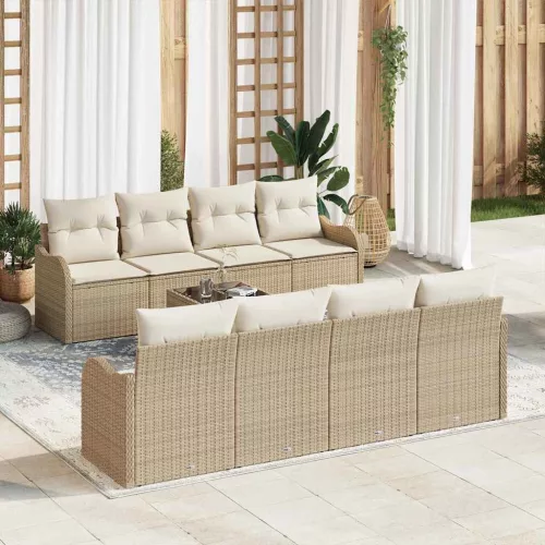 vidaXL Kerti Kanapé Szett párnával tárolóval 9 pcs Beige és krém