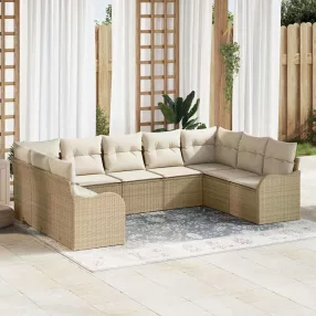   Kerti Kanapé Szett párnával 9 pcs Beige, fehér Poli rattan