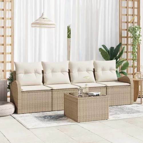Kerti Kanapé Szett 5 db 4-Ülőhelyek száma Beige és krém