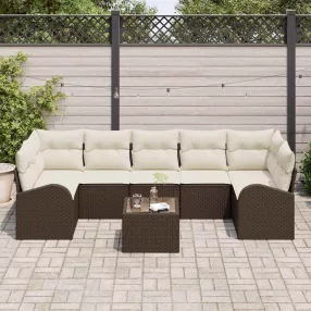   vidaXL Kerti Kanapé Szett 8 pcs Barna és Krém 289 x 124 x 69 cm