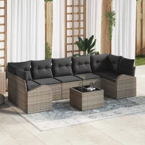   vidaXL Kerti Kanapé Szett 8 pcs Szürke 289 x 124 x 69 cm polirattan
