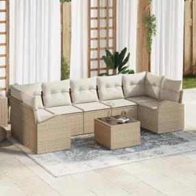   vidaXL Kerti Kanapé Szett 8 pcs Beige és krém 289 x 124 x 69 cm