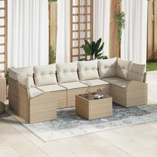 vidaXL Kerti Kanapé Szett 8 pcs Beige és krém 289 x 124 x 69 cm
