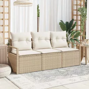 Kerti Kanapé Szett 3 db Beige és Fehér polirattan