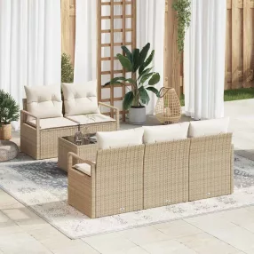   Kerti Kanapé Szett 6 db 5-Ülőhelyek száma Beige és krém