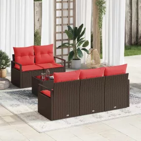   Kerti Kanapé Szett 6 db 5-Ülőhelyek száma Beige és Piros