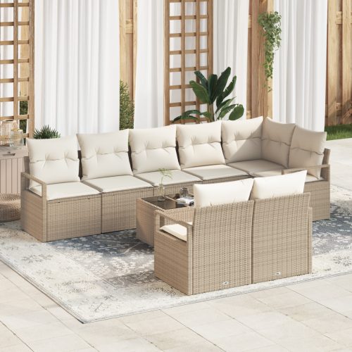 9 részes kerti kanapészett párnákkal Barna Poly Rattan