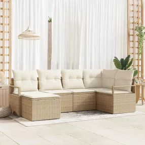   Kanapé Szett párnával tárolóval 8 pcs Beige és krém polirattan