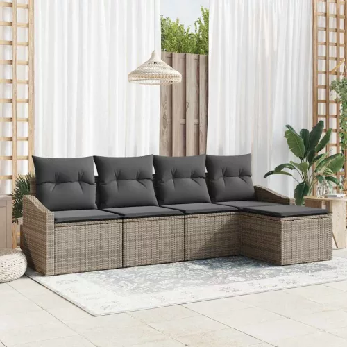 Kanapé Szett 5 db Szürke polirattan