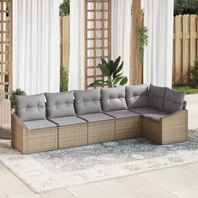   Kerti Kanapé Szett 6 db Beige és Világosszürke polirattan