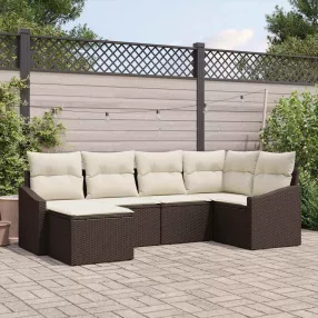   vidaXL Kert étkező szett párnával tárolóval 6 pcs Barna és Krém