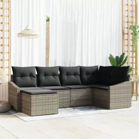   Kert étkező szett 6 pcs Szürke Poli rattan és porfestett acél