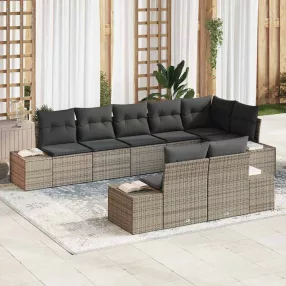   vidaXL Kerti Kanapé Szett tárolóval 8 pcs Szürke Poli rattan