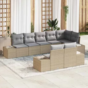   vidaXL Kerti Kanapé Szett 8 pcs Beige és Világosszürke Poli rattan