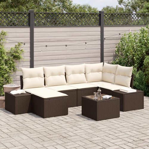 6 Darabos Kerti Kanapé Szett Párnákkal Szürke Poly Rattan