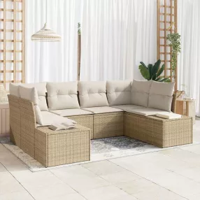   Kerti Kanapé Szett 6 db 6-Ülőhelyek száma Beige és krém