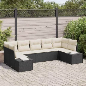   Kerti Kanapé Szett 7 pcs Fekete és krémszínű 289 x 154 x 85 cm