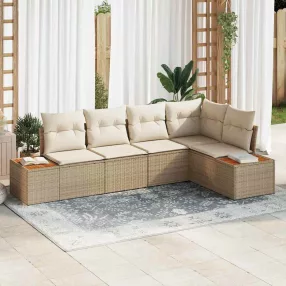  Kerti Kanapé Szett 5 pcs bézs és krémszínű 264 x 154 x 85 cm