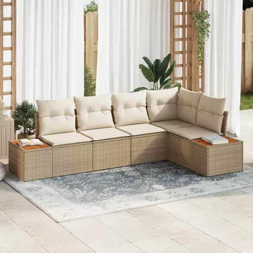 Kerti Kanapé Szett 5 pcs bézs és krémszínű 264 x 154 x 85 cm