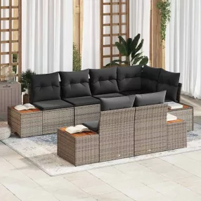   Kerti Kanapé Szett párnával tárolóval 7 pcs Szürke Polyrattan