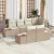 Kerti Kanapé Szett párnával 7 pcs Beige és krém Polyrattan
