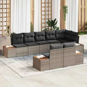   vidaXL Kerti Kanapé Szett párnával tárolóval 8 pcs Szürke Polyrattan