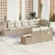 Kerti Kanapé Szett párnával 8 pcs Beige és krém Polyrattan