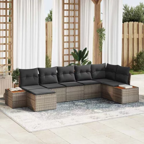 Kerti Kanapé Szett 8 db 7-Ülőhelyek száma Szürke Polyrattan