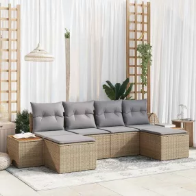   vidaXL Kerti Kanapé Szett 6 pcs Beige és Világosszürke Poly Rattan