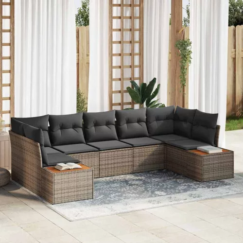 Kerti Kanapé Szett 7 db 7-Ülőhelyek száma Szürke Polyrattan