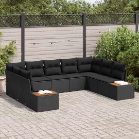  vidaXL Kerti Kanapé Szett párnával tárolóval 5 pcs Fekete Polyrattan