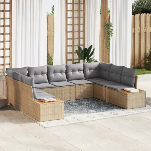 Kerti Kanapé Szett 5 pcs Beige és Világosszürke Polyrattan