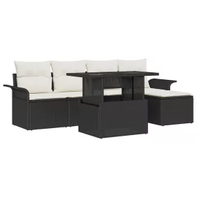 Kerti Kanapé Szett 8 db Fekete [Műanyag]: Poly Rattan