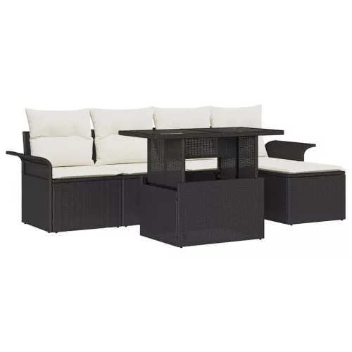 Kerti Kanapé Szett 8 db Fekete [Műanyag]: Poly Rattan