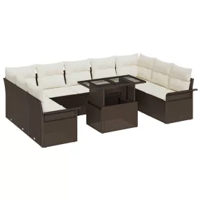   Kerti Kanapé Szett 10 pcs Barna 100 x 55 x 73 cm Poli rattan