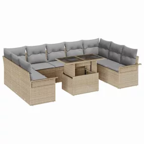   Kerti Kanapé Szett 10 pcs Bézs 100 x 55 x 73 cm Poli rattan
