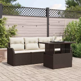 Kerti Kanapé Szett 5 pcs Barna 100 x 55 x 73 cm Poli rattan