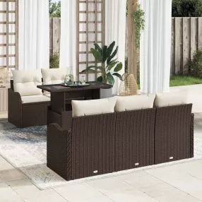 Kerti Kanapé Szett 6 pcs Barna 100 x 55 x 73 cm Poli rattan