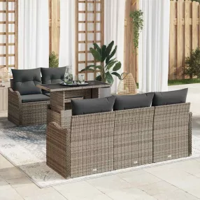   Kerti Kanapé Szett 6 pcs Szürke 100 x 55 x 73 cm Poli rattan
