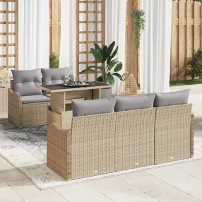 Kerti Kanapé Szett 6 pcs Bézs 100 x 55 x 73 cm Poli rattan