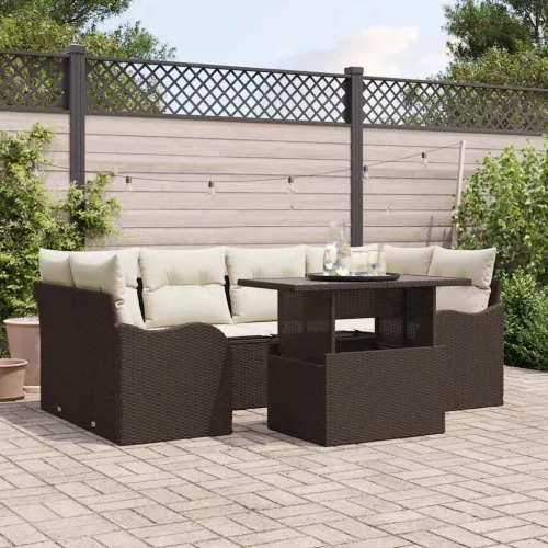 vidaXL Kerti Kanapé Szett 7 pcs Barna 234 x 122,5 x 85 cm Poly Rattan